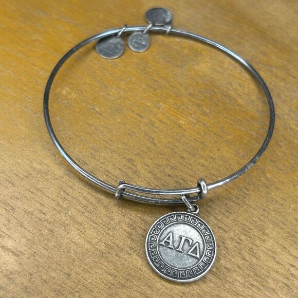 ALEX AND ANI Alpha Delta Pi Charm Bangle Silver Tone Bracelet - Picture 1 of 5